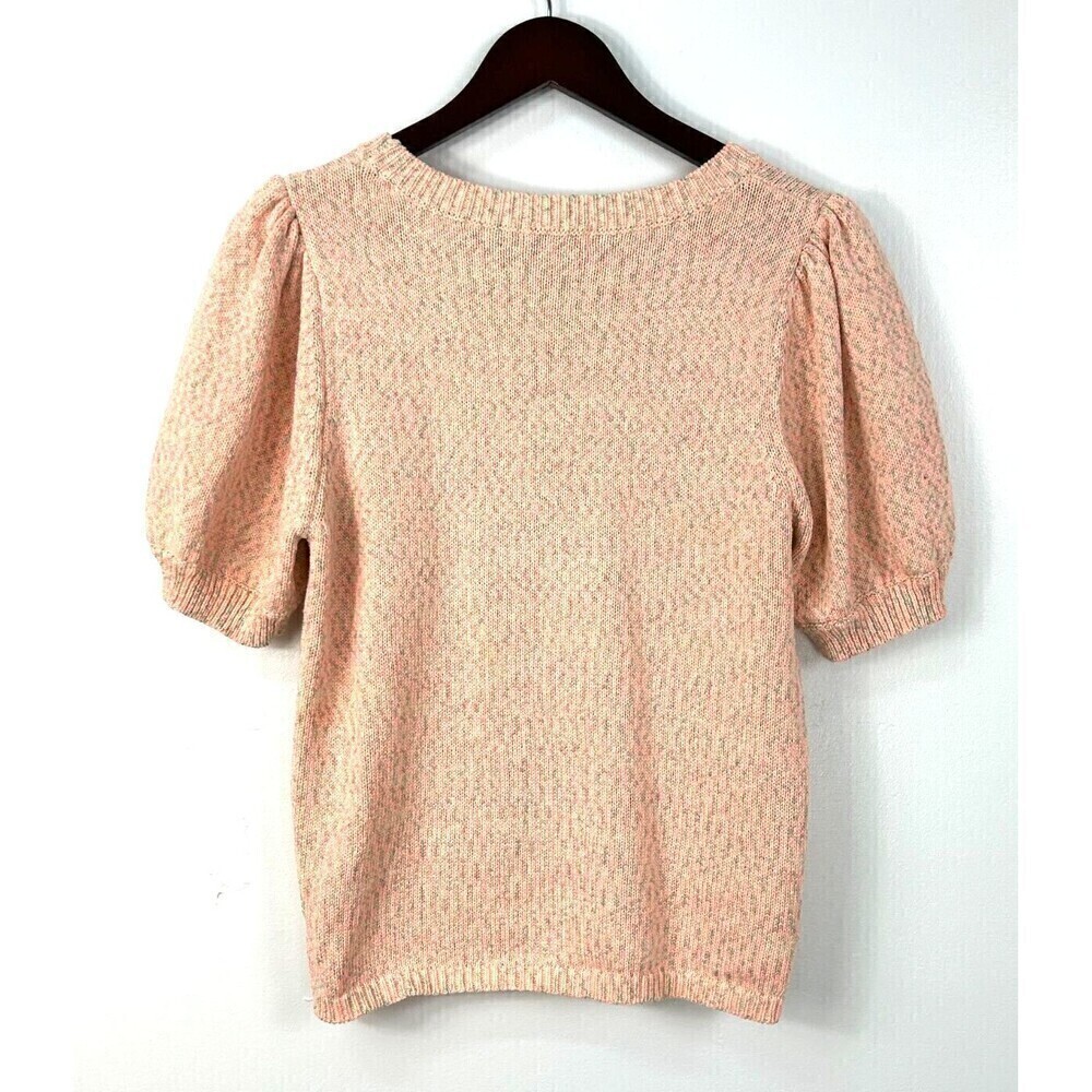 Fate Women Sz L Sweater Peach Puff Short Sleeve Crew Neck Cotton Blend Knit R3 - Picture 5 of 12